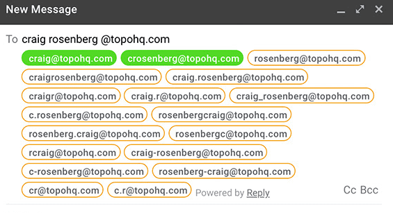 Example of finding email addresses via Name2Email for blogger outreach purposes
