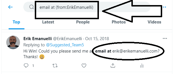 Using Twitter advanced search to find email adresses for outreach campaigns