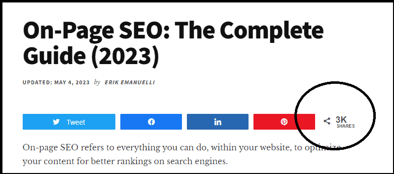 3k shares on the on-page SEO guide on ErikEmanuelli.com