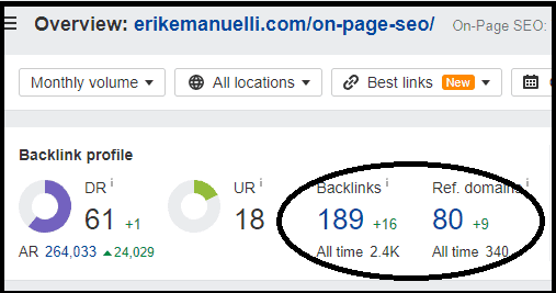 Checking with Ahrefs the on_page SEO guide (ErikEmanuelli.com)