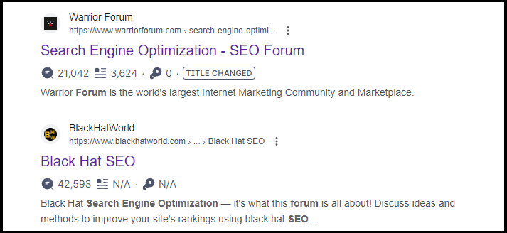 Examples of forums about SEO