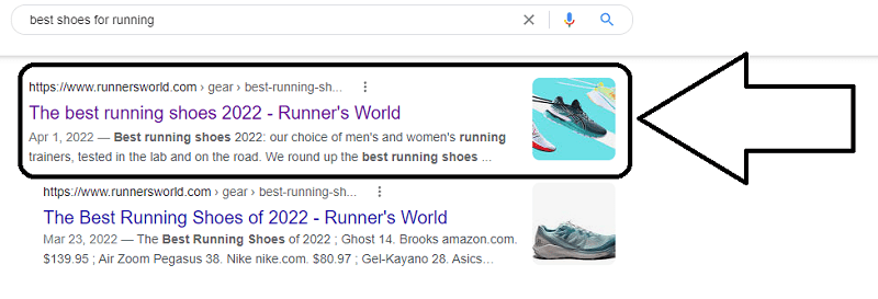 First results for the query "best shoes for running"