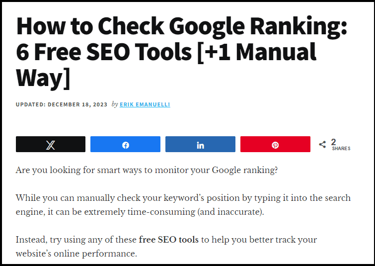 How to check Google ranking guide on ErikEmanuelli.com