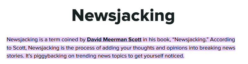 Newsjacking explained