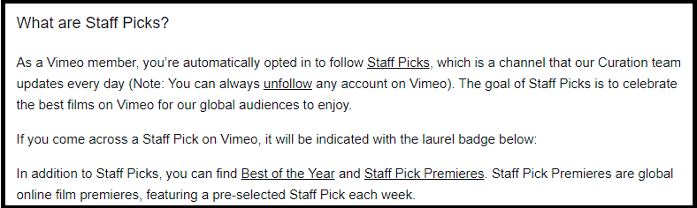 "Staff Picks" explained\ on Vimeo