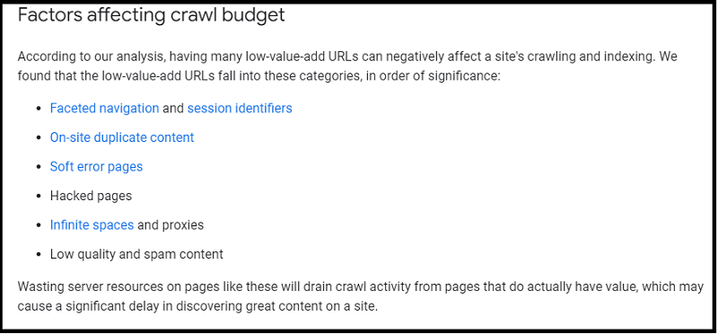 Factors affecting crawl budget_According to Google Developers Page