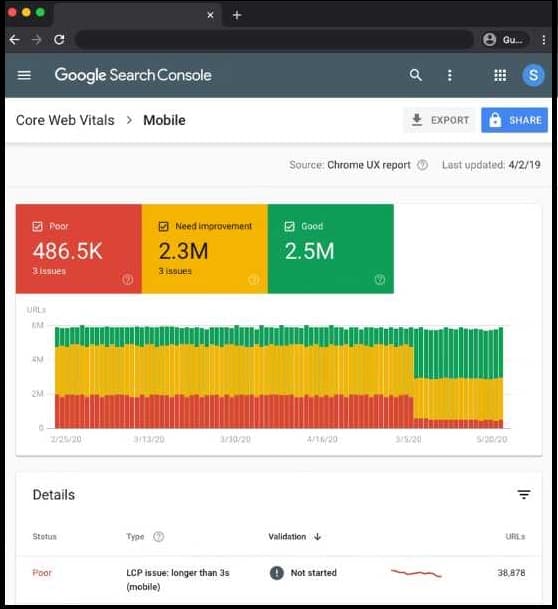 Find Core Web Vitals SEO metric in Google Search Console