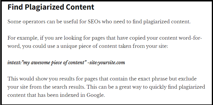 How to find plagiarized content with a search operator on Google
