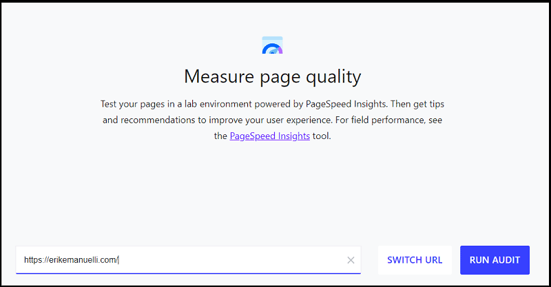 Measure page quality with the web_dev tool