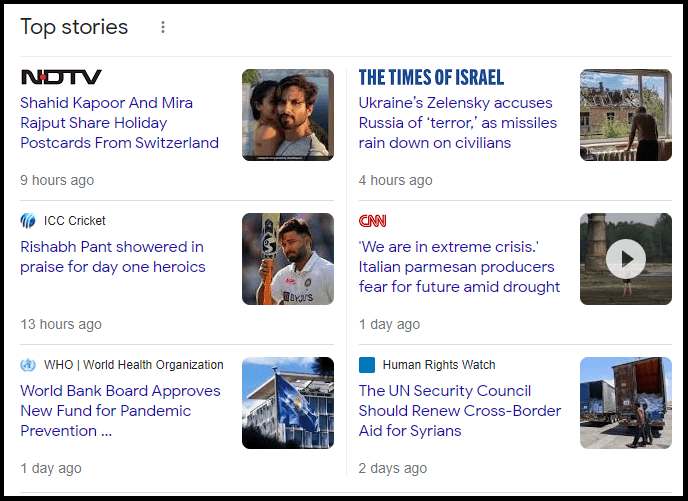 Example of Top stories