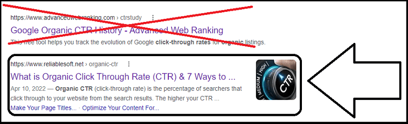Example of rich snippet that stands out of the SERP