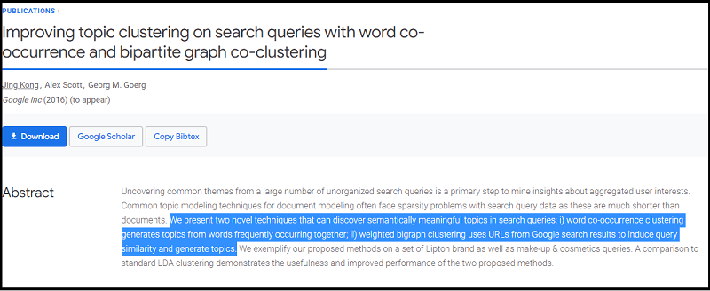 Research paper from Google about improving topic clustering on search queries with word co_occurrence and bipartite graph co_clustering