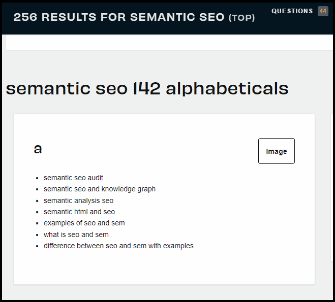 Using Answerthepublic.com to find LSI kywords for the "Semantic SEO" query