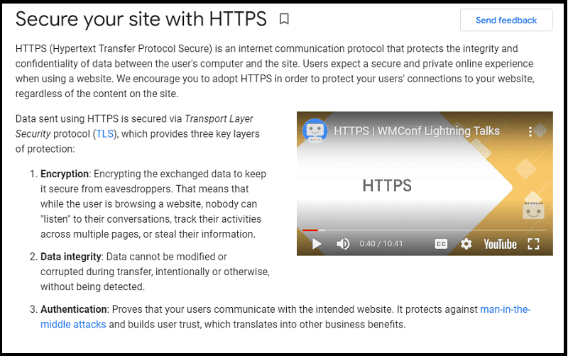 Securing your site with HTTPS_documentation from Google Central