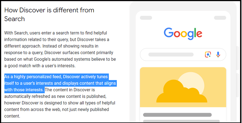 Google discover documentation on Google Search Central