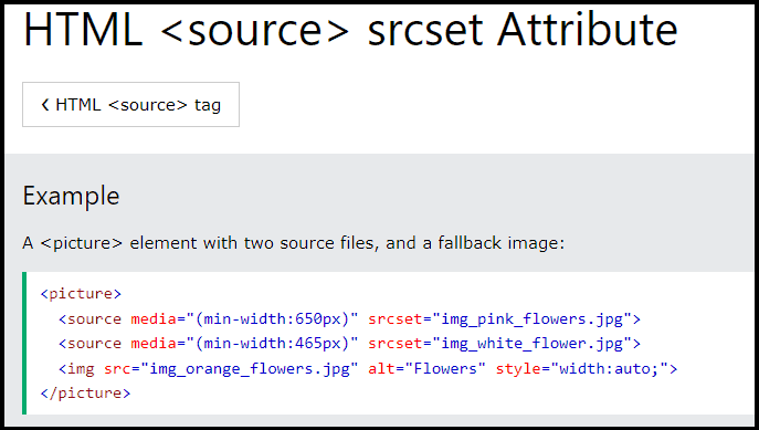 Example of srcset Attribute by w3schools