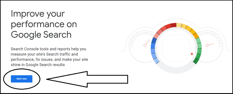Google Search Console start page