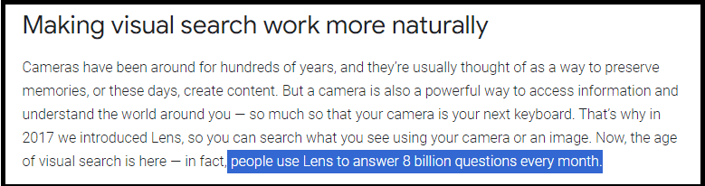 People use Lens to answer 8 billion questions every month.