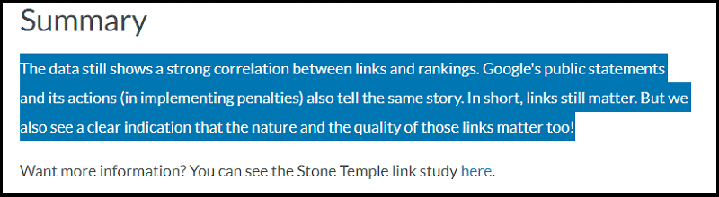 Study on links important as a Google ranking factor according to Moz_2019