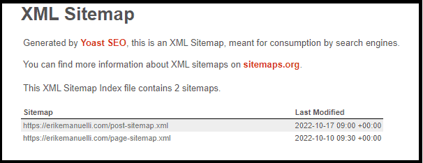 XML sitemap for the site erikemanuelli.com