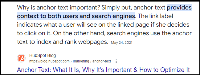 Search result for the query "Why anchor text is important"