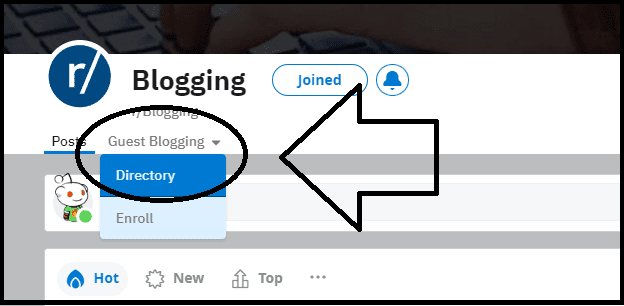 Blogging sub-reddit guest blogging directory