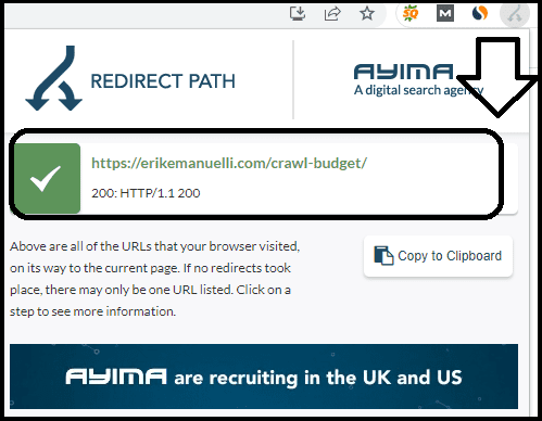 Example of how Redirect Path Chrome extension works