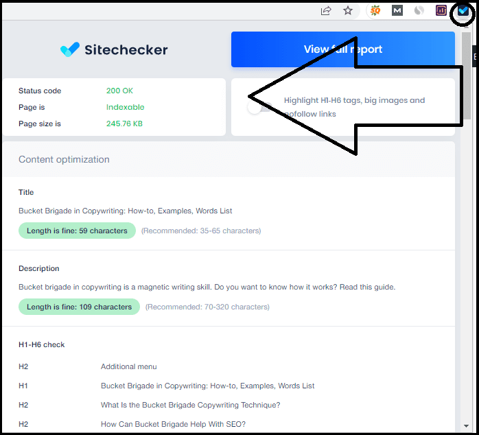 Website checker Chrome extension working