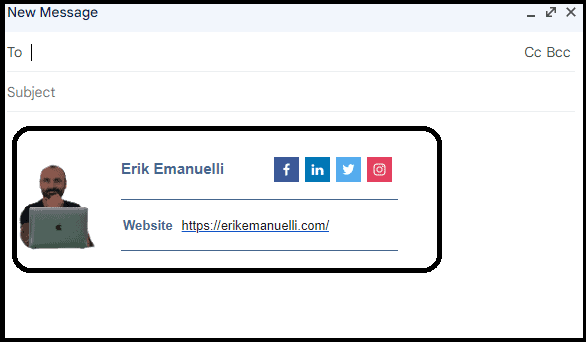 Erik Emanuelli signature on Gmail