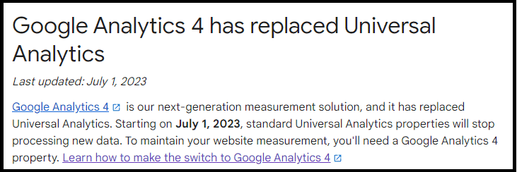 Since July 1st, 2023, Google Analytics 4 has replaced Universal Analytics