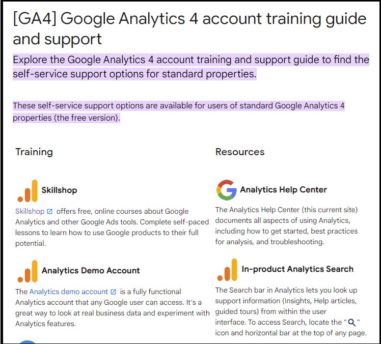 Google Analytics 4 official documentation