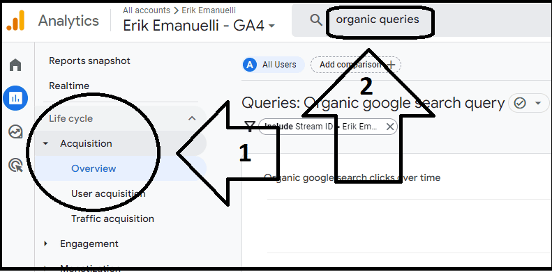 Organic queries in GA4