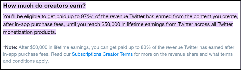 Twitter pays up to 97% of the content you create