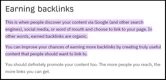 The concept of earning backlinks according to Ahrefs