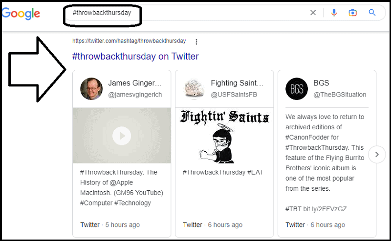 Search for hashtags in Google