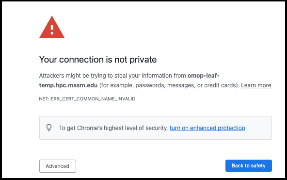 Chrome showing not secure connection warning