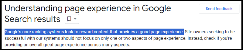 Understanding page experience in Google Search Results